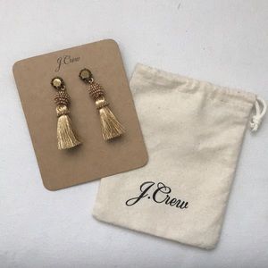 J. Crew Gold Tassel Beaded Post Earrings NWT
